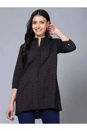 Bani Women Self Design Cotton Mandarin Collar Tunic