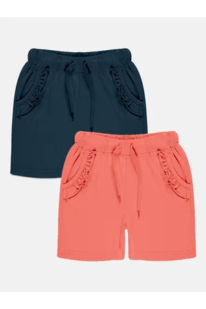 KiddoPanti Girls Pack Of 2 Mid-Rise Pure Cotton Regular Shorts