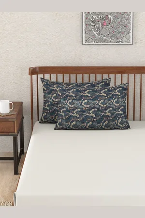 Fabindia Set Of 2 Blue Printed Cotton Pillow Covers