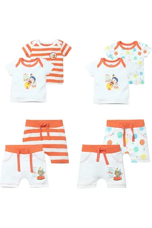 Juscubs Infant Boys Pack Of 4 Printed Pure Cotton Top with Shorts