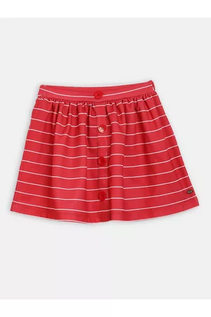 Elle Girls Red & White Striped A-Line Skirt