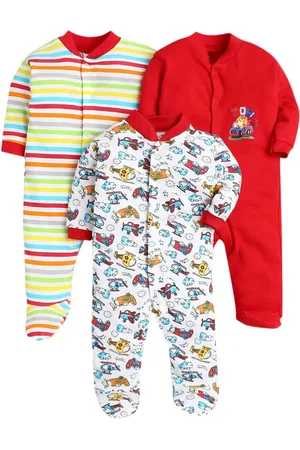 EIO Kids Pack Of 3 Solid Cotton Rompers