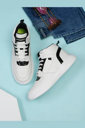 MUTAQINOTI Men Perforations Mid Top Comfort Insole Basics Sneakers