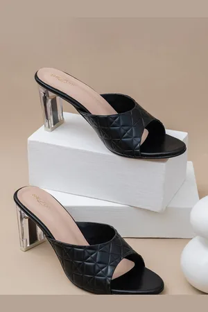 SHEZONE Textured Open Toe Block Heels