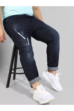 Instafab Men Plus Size Relaxed Fit Mildly Distressed Stretchable Jeans
