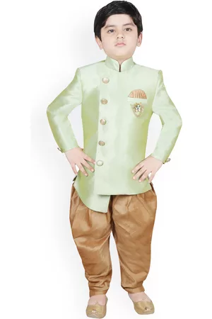 SG Boys Sea Green & Brown Sherwani Set