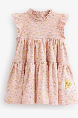 Next Girls Floral Print Applique Detail Pure Cotton Tiered A-Line Dress