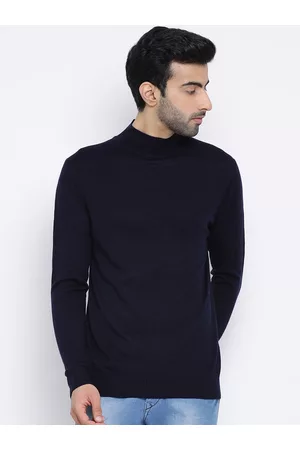 Richlook Men Navy Blue Solid Sweater
