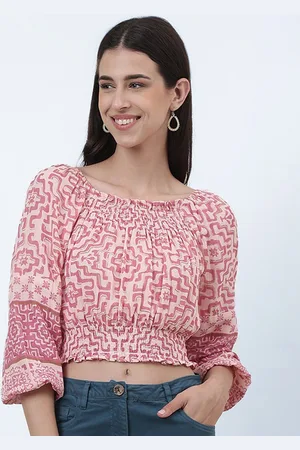 Fabindia Geometric Printed Cotton Crop Top