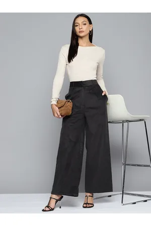 DressBerry - By Myntra Women Mustard Yellow High-Rise Pleated Self Design  Polyester Ready to Wear Parallel Trousers with Suspenders - Walmart.com