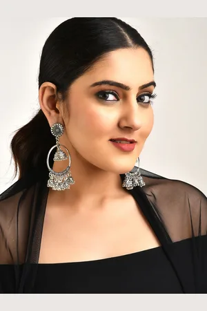 LAIDA Silver-Plated Classic Jhumkas Earrings