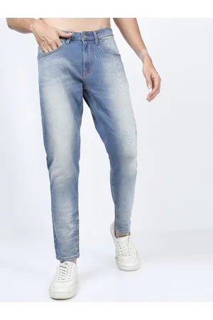 Ketch Men Blue Tapered Fit Low Distress Heavy Fade Stretchable Jeans