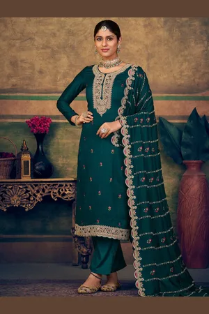 Stylee Lifestyle Floral Embroidered Pure Silk Unstitched Dress Material