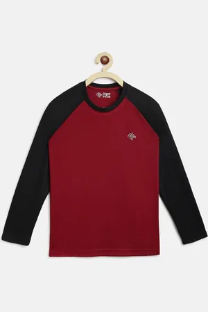 Chimprala Boys Maroon Solid Round Neck Sports T-shirt