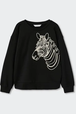 MANGO Girls Pure Cotton Self Design Sustainable Sweatshirt