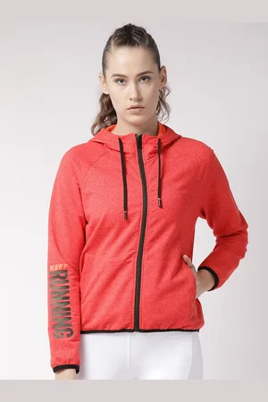 Fitkin Women Red Melange Running Sporty Jacket