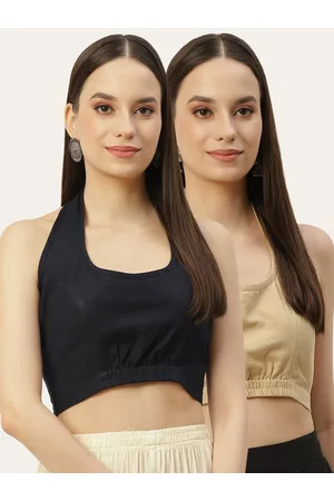 Molcha Women Pack Of 2 Solid Cotton Saree Blouse