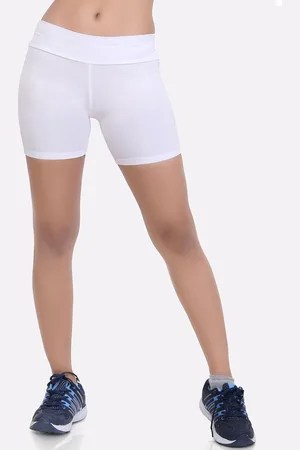 LAASA  SPORTS Women White Skinny Fit Training or Gym Sports Shorts