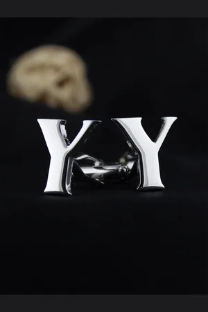 PELUCHE Silver-Toned Alphabet Cufflink