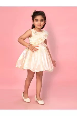 Aarika Girls Round Neck Ruffles Fit & Flare Dress