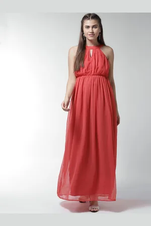 La Zoire Women Red Georgette Maxi Dress