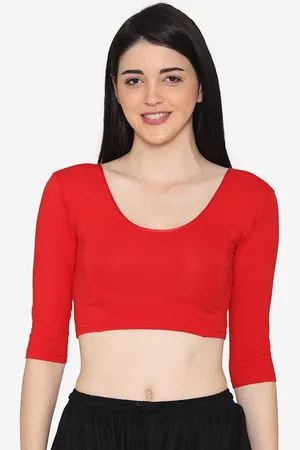 Vami Women Red Solid Stretchable Saree Blouse
