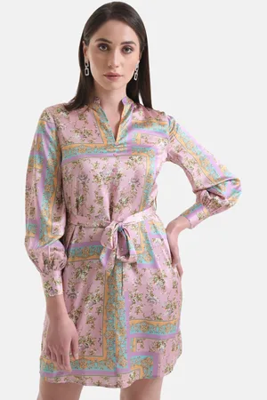 Kazo Floral Satin A-Line Dress