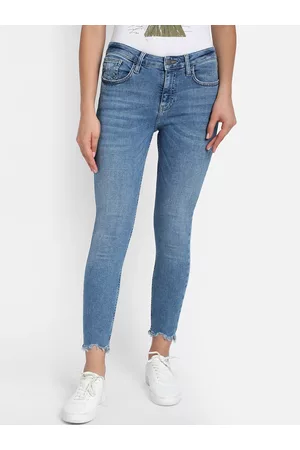 COVER STORY Women Blue Mid-Rise Low Distress Skinny Fit Jeans