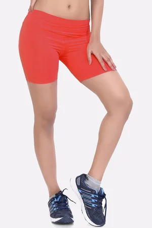 LAASA  SPORTS Women Red Skinny Fit High-Rise Training or Gym Sports Shorts