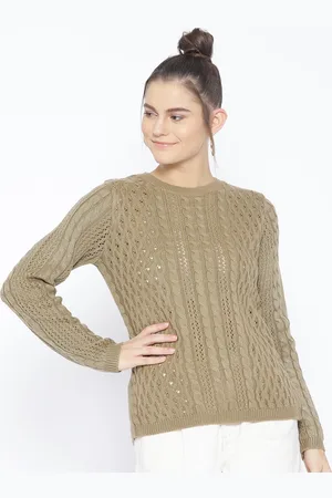 Cayman Women Beige Self Design Sweater