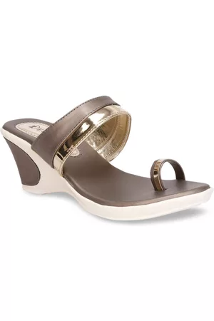 Denill Grey Embellished Wedge Sandals with Buckles