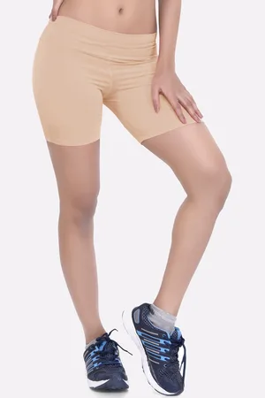 LAASA  SPORTS Women Beige Skinny Fit Training or Gym Sports Shorts