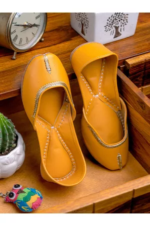 Nidhi Rathi Women Yellow Ethnic Mojaris Flats