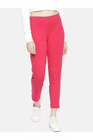 Dollar Missy Women Pink Straight Fit Solid Cigarette Trousers