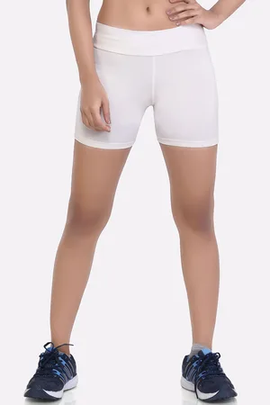 LAASA  SPORTS Women Off White Skinny Fit High-Rise Training or Gym Sports Shorts