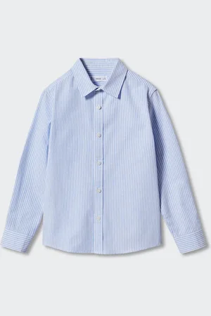 MANGO Boys Vertically Striped Pure Cotton Casual Shirt
