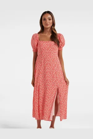 Forever New Floral Printed Front Slit A-Line Midi Dress