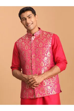Vastramay Men Woven Design Slim-Fit Nehru Jacket