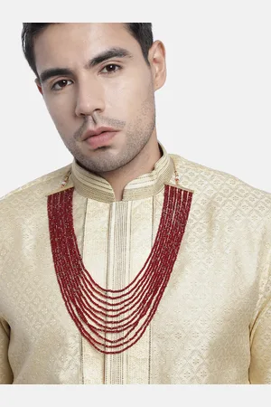 I Jewels Men Maroon Gold-Plated Layered Necklace