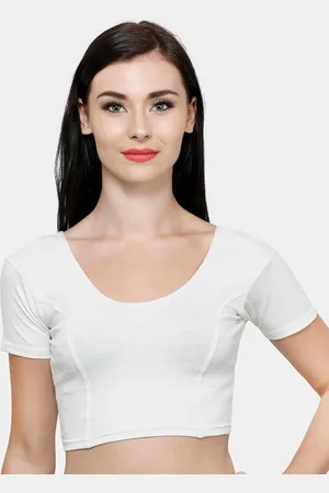 Vami Women Off-White Solid Stretchable Readymade Saree Blouse