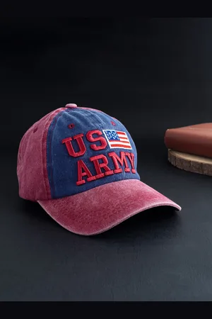 Golden Peacock Unisex Burgundy & Navy Blue Embroidered Baseball Cap