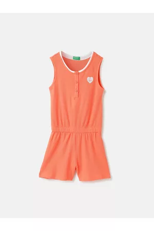 Benetton Girls Textured Round Neck Jumpsuit