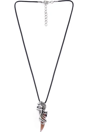 EL REGALO Unisex Brown & Silver-Plated Wolf pendent Necklace