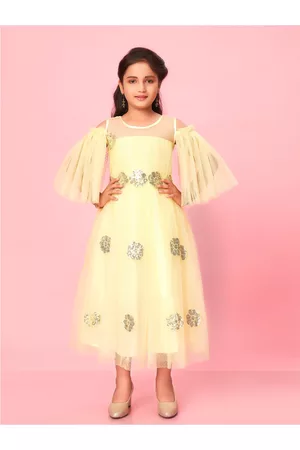 Aarika Girls Sequined Embellished Net Fit & Flare Dress