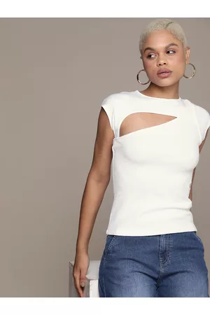 Calvin Klein Self Design Extended Sleeves Top With Cut-Out Detail