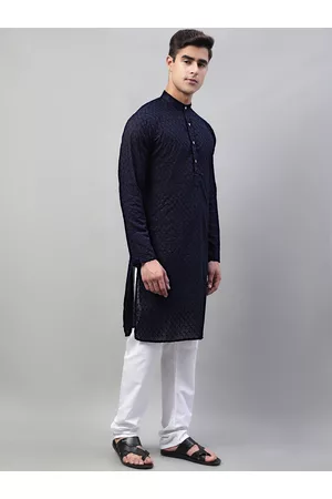 Jompers Floral Embroidered Regular Chikankari Pure Cotton Kurta With Churidar