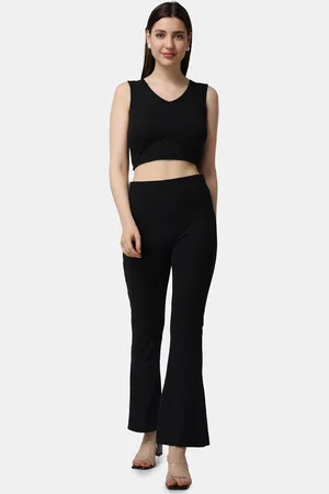Popwings Women Ribbed Crop Top & Trouser