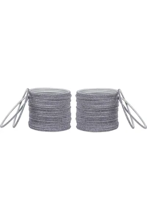 Arendelle Woman Set Of 48 Grey Solid Velvet Bangles