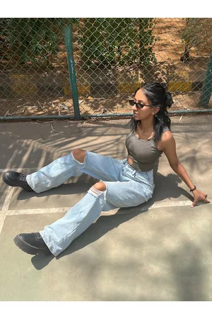 STREET 9 Woman Beautiful Grey Solid Cropped Top