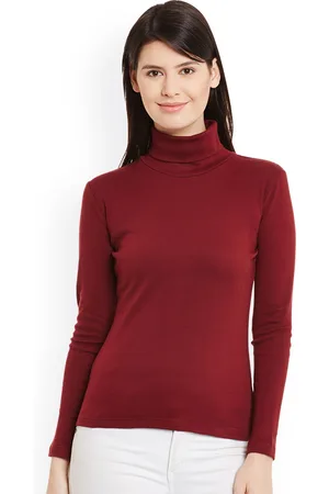 Hypernation Women Maroon Solid High T-shirt